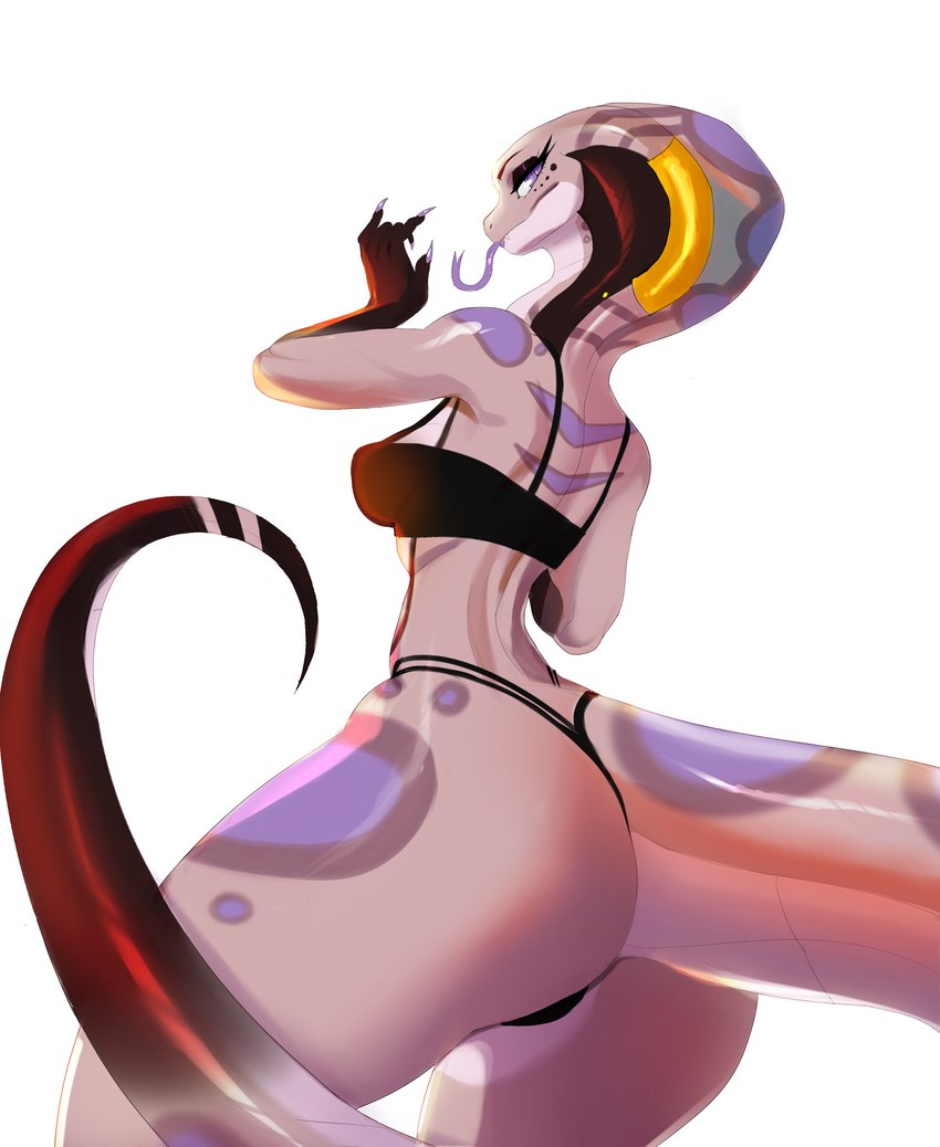 anthro clothing female furgonomics furry-specific_piercing piercing snake_hood snake_hood_piercing solo tongue underwear annaklava annaklava_snake cobra reptile scalie snake hi_res