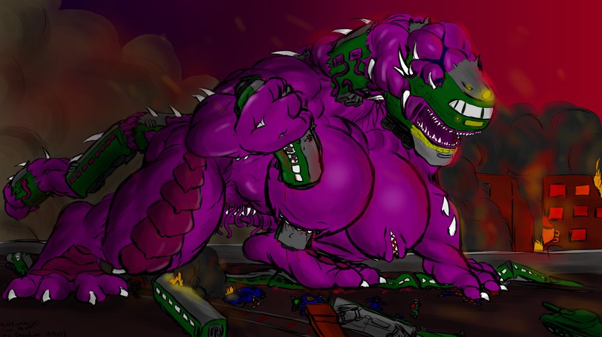 anthro anthro_train breasts eyeless female group large_group lipple_vore macro nipple_mouth teeth train vehicle bigshow iron_meat carrionvoy monster_train_(species)