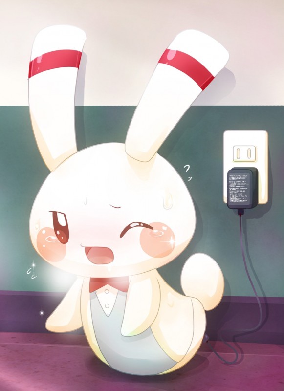 ambiguous_gender ambiguous_penetration charging chibi cord legless machine penetration solo pemyu robihachi jps-19 lagomorph leporid mammal rabbit robot hi_res