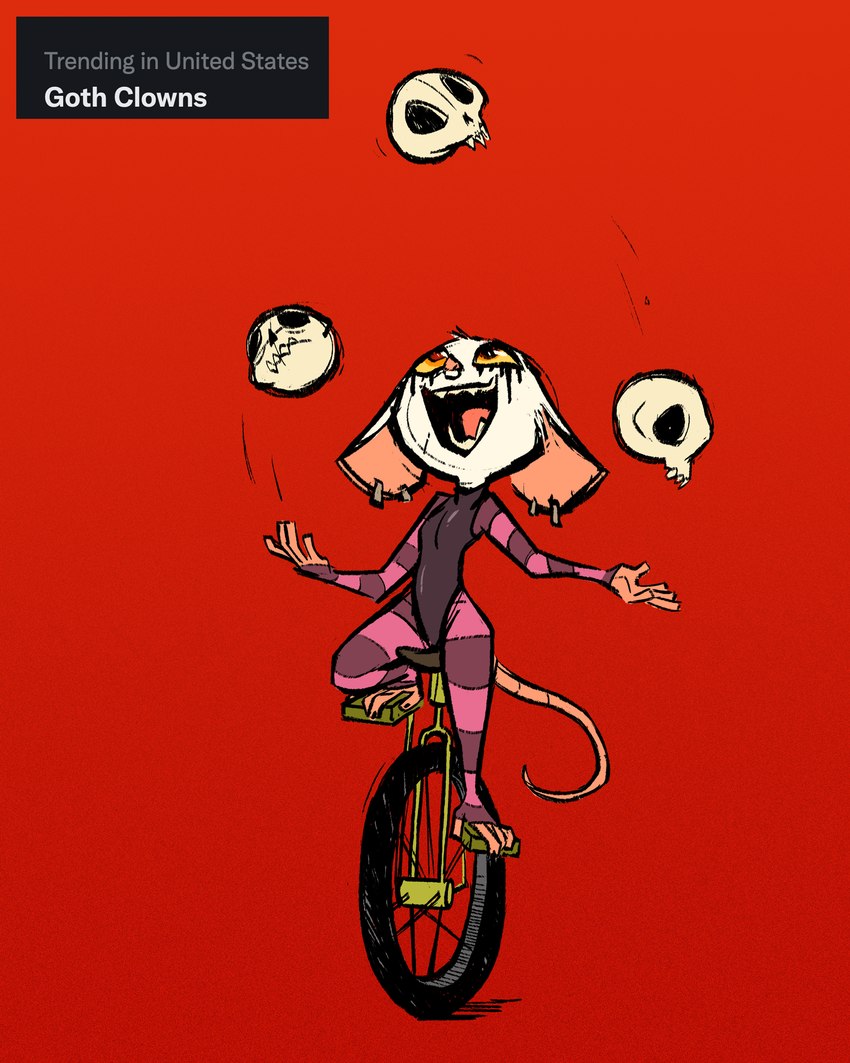 anthro bodypaint bone face_paint female juggling red_background simple_background skull solo unicycle vehicle fluttershythekind illumination_entertainment sing_(movie) unnamed_tarsier_(sing) haplorhine mammal primate tarsier hi_res