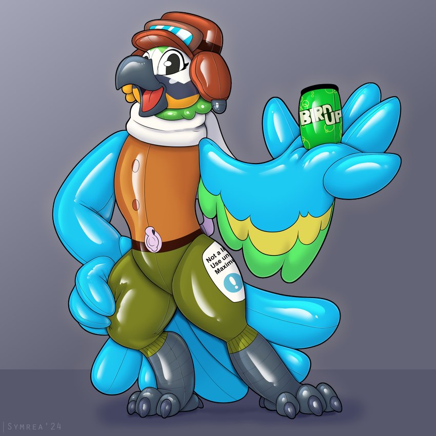 anthro beak blue_body inflatable open_mouth pool_toy smile solo symrea bird_up indigo_park mollie_macaw animate_inanimate avian bird living_inflatable 1:1 hi_res