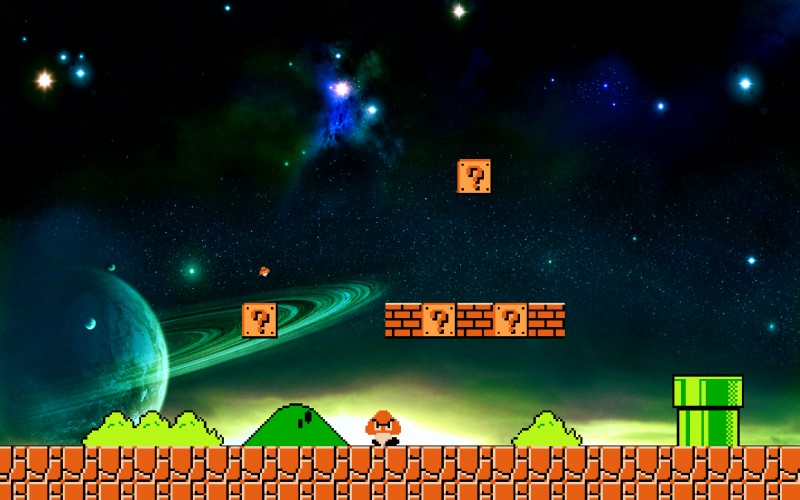 ?_block ambiguous_gender asteroid block brick detailed_background galaxy grass hill item_box moon night not_furry orbit outside planet plant question_mark rock shrub sky solo space spacescape star starry_sky sun warp_pipe hobojoe0858 mario_bros nintendo goomba waddling_head 16:10 hi_res wallpaper widescreen