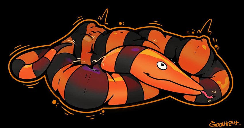 ambiguous_gender ambiguous_pred ambiguous_prey anthro black_and_orange feral rumbling_stomach squirming tongue vore hausedge the_nightmare_before_christmas reptile scalie snake 2024 signature