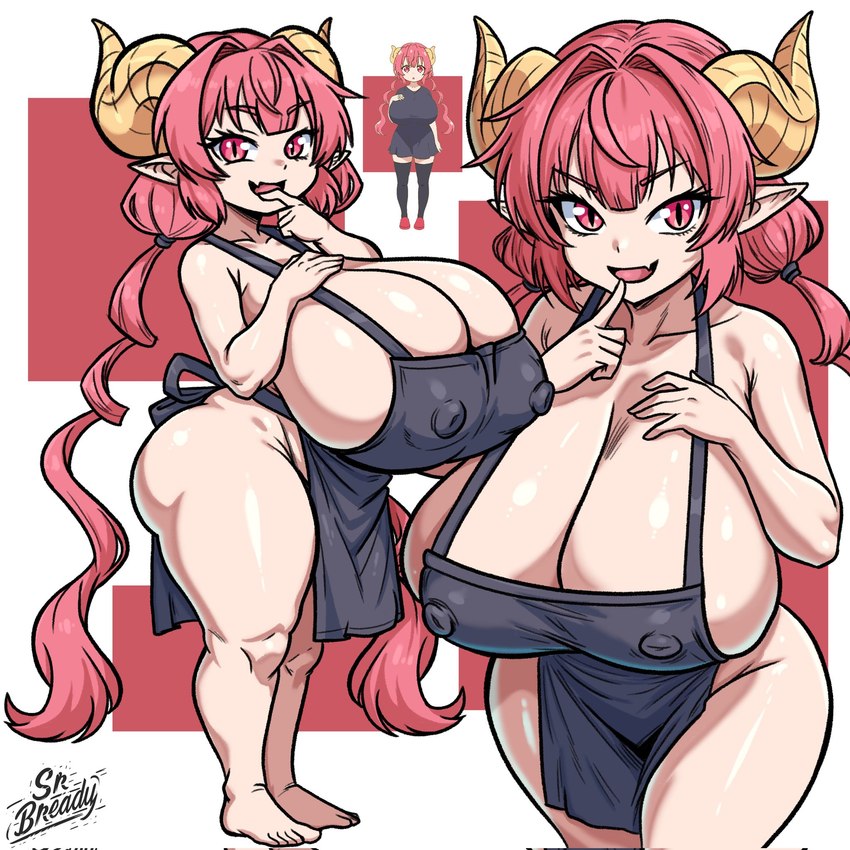 apron apron_only areola_outline big_breasts big_butt breasts butt cleavage clothed clothing cute_fangs fangs female hair horn huge_breasts humanoid_pointy_ears nipple_outline pink_eyes pink_hair pointy_ears pupils sagging_breasts short_stack slit_pupils solo teeth thick_thighs wide_hips srbready miss_kobayashi's_dragon_maid mythology ilulu animal_humanoid dragon dragon_humanoid horned_humanoid humanoid mythological_creature mythological_scalie scalie hi_res