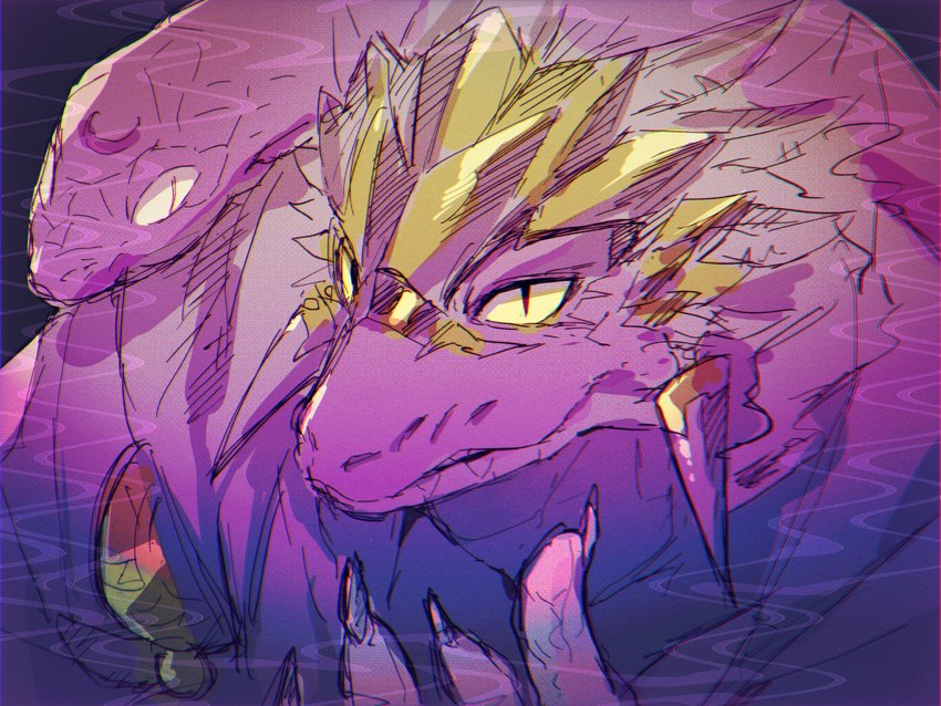 anthro claws clothing feral fingers male pupils purple_body purple_scales scales slit_pupils solo singetu_sai0805 lifewonders tokyo_afterschool_summoners yig_(tas) reptile scalie snake 2025 4:3 absurd_res colored hi_res