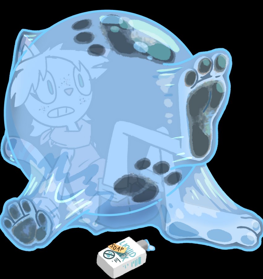 anthro bubble dirty dirty_feet feet female foot_focus foot_grab glue glue_bottle glue_trap glued hindpaw humanoid_feet in_bubble latex pawpads paws plantigrade soles solo sticky stuck trapped kariii paige_(kariii) felid feline mammal alpha_channel hi_res