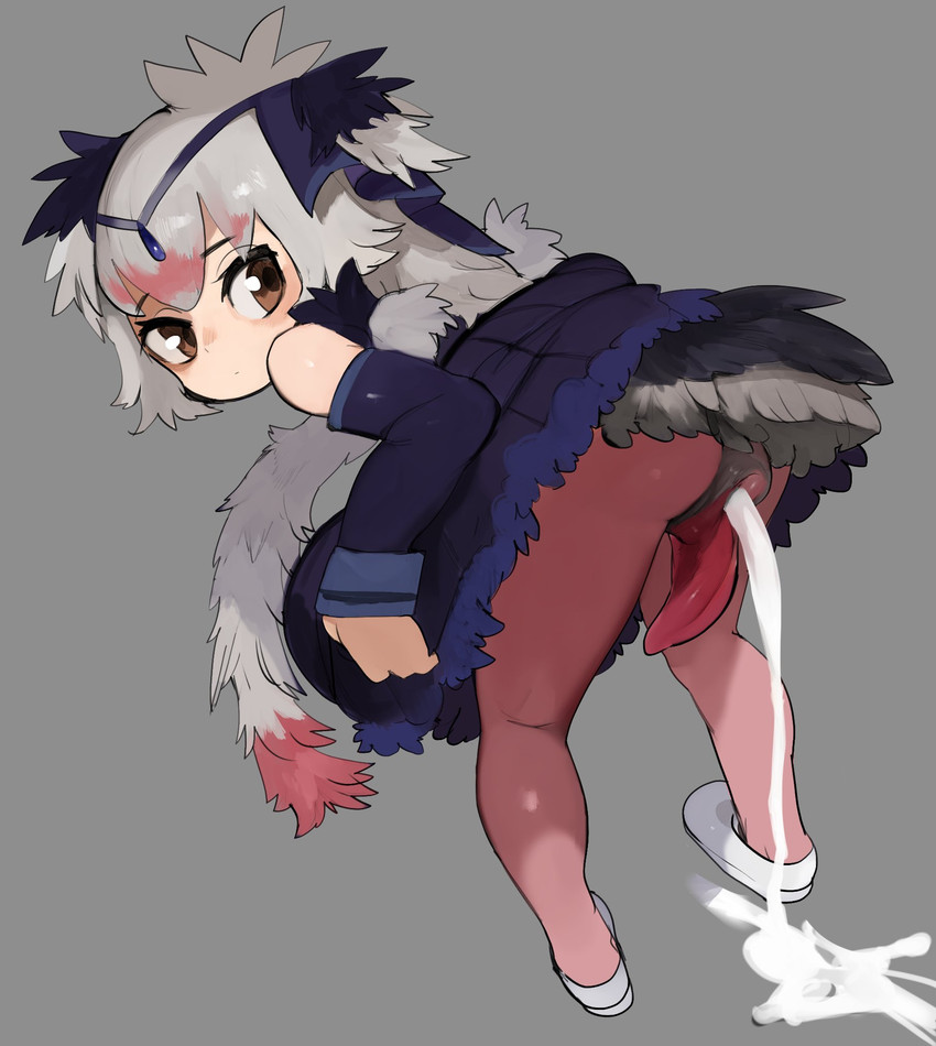 animal_genitalia animal_penis bird_feces bodily_fluids cloaca clothed clothing colored_feces feathers feces genitals gynomorph hair intersex penis pooping scatplay simple_background solo unusual_feces urate white_feces white_hair liteu kemono_friends common_ostrich_(kemono_friends) animal_humanoid avian avian_humanoid bird bird_humanoid humanoid 2020 digital_media_(artwork) hi_res