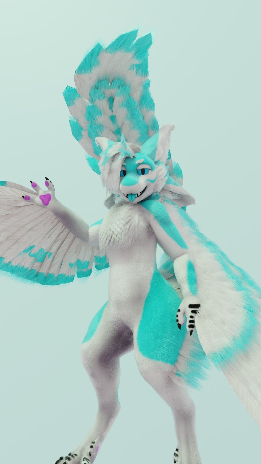 blue_body blue_fur feathers fur male solo white_body white_fur quill_avali_ad blender_cycles quill_feathertail avali 2024 3d_(artwork) 4k 9:16 absurd_res blender_(artwork) digital_media_(artwork) hi_res