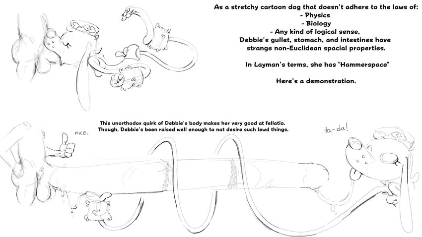 anthro anthro_girl cartoony_antics cartoony_body deborah_butters documentary fellatio oral penile poodle_girl sex text toon_force doweljump debbie debbie_(doweljump) canid canine canis domestic_dog mammal poodle cartoon 16:9 4k absurd_res english_text hi_res monochrome sketch widescreen