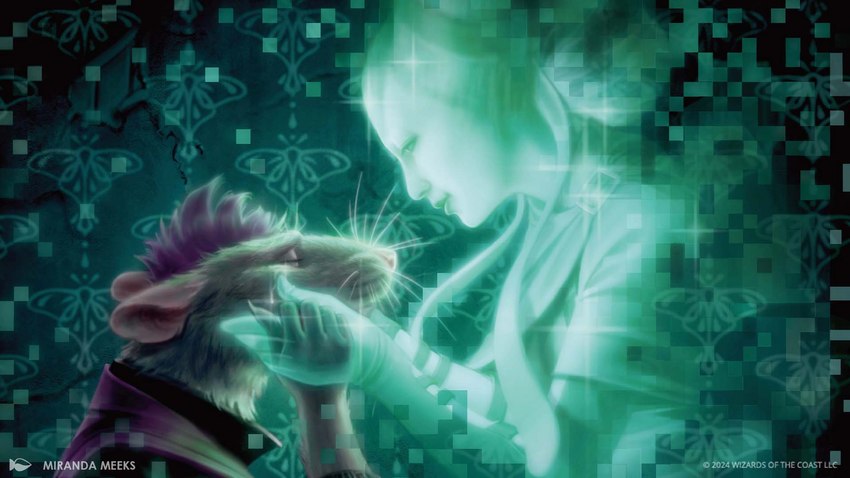 anthro bodily_fluids crying duo female green_light male punk_hair screen screen_face tears miranda_meeks hasbro magic:_the_gathering wizards_of_the_coast nashi_(wizards_of_the_coast) tamiyo humanoid mammal moonfolk murid murine rat rodent 16:9 cool_colors hi_res widescreen