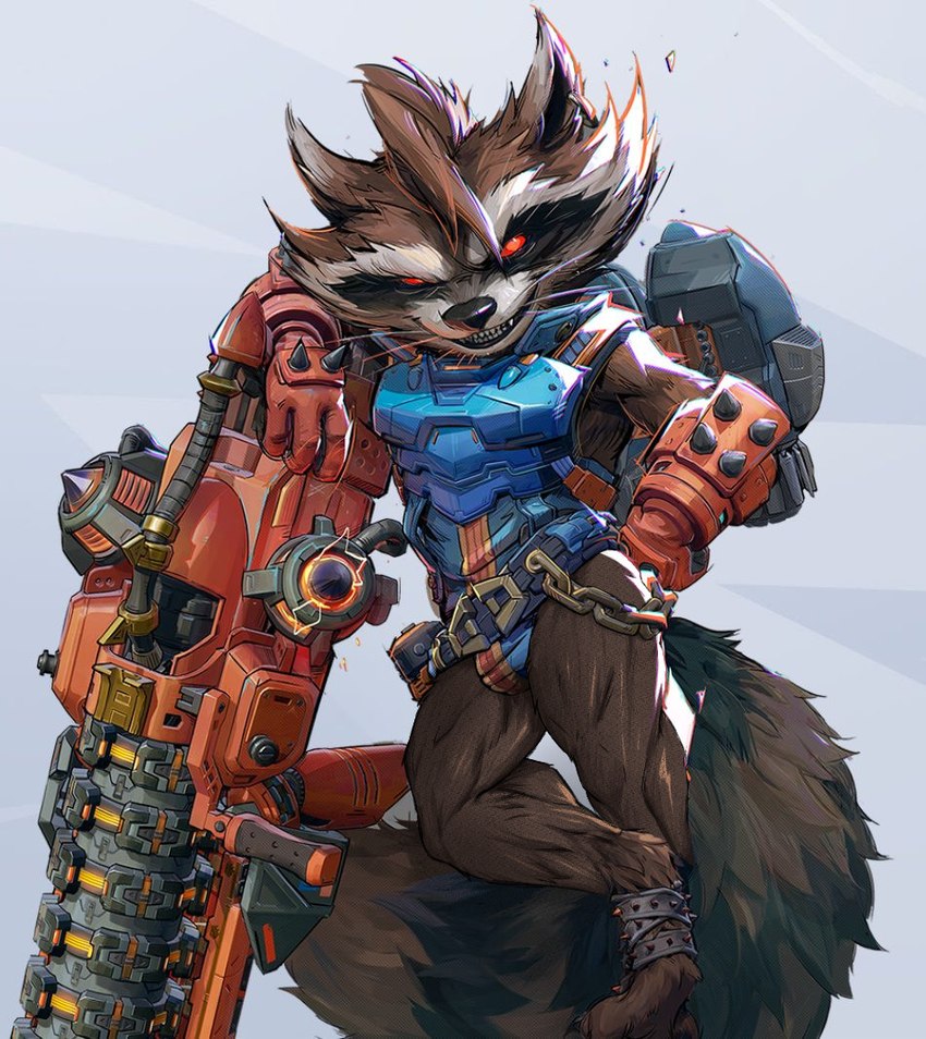 anthro clothing ear_piercing ear_ring eyewear goggles male piercing red_eyes redrobyn ring_piercing simple_background smile smiling_at_viewer solo striped_body stripes underwear third-party_edit guardians_of_the_galaxy marvel marvel_rivals rocket_raccoon mammal procyonid raccoon digital_media_(artwork) official_art