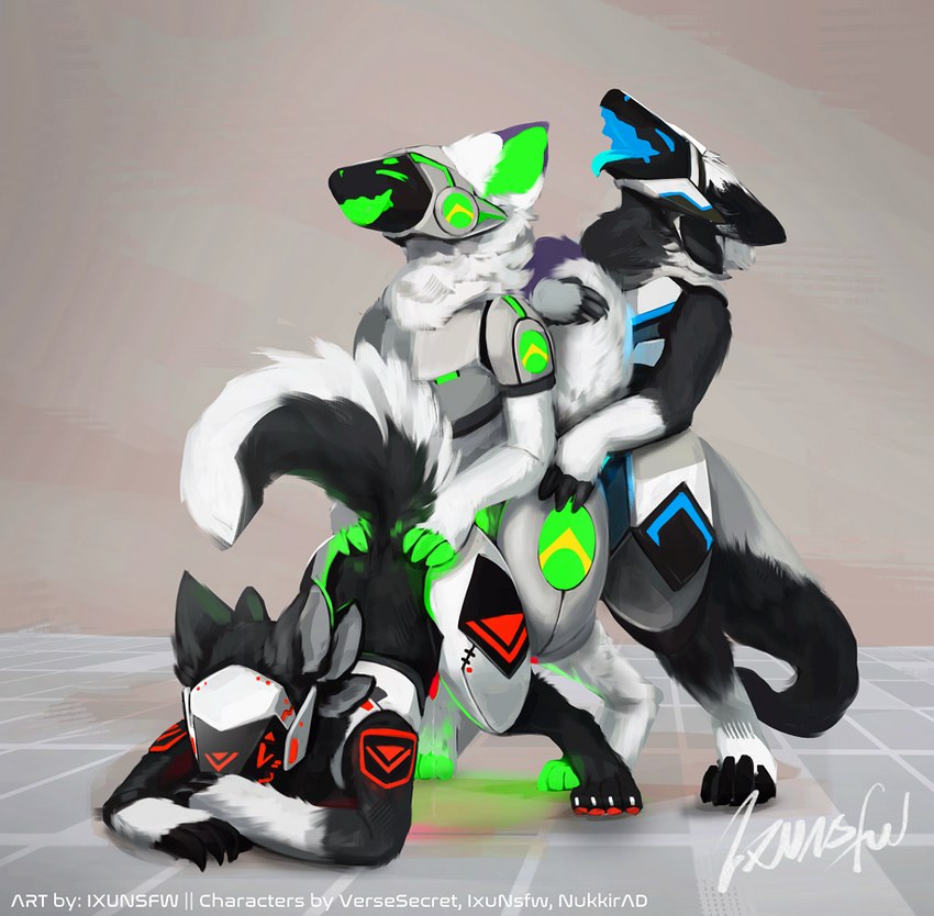 azion the protogen, nexie the protogen, and prism the protogen created by ixunsfw