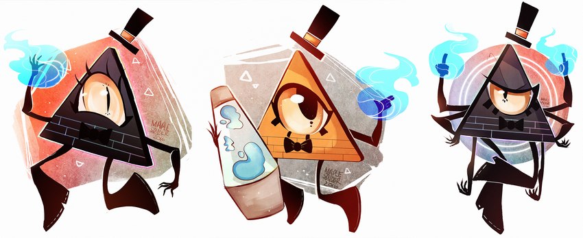 6_arms ambiguous_gender black_bow_tie bow_tie clothing eyelashes gesture hand_gesture hat headgear headwear holding_object lamp lava_lamp magic_user middle_finger multi_arm multi_limb narrowed_eyes not_furry pupils slit_pupils solo top_hat maplespyder disney gravity_falls bill_cipher euclidean eye_of_providence 2016 digital_media_(artwork) digital_painting_(artwork) hi_res multiple_images shaded