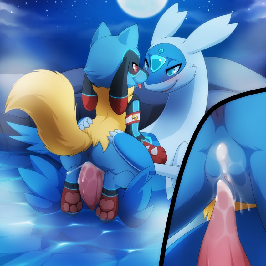 animal_genitalia bodily_fluids cum cum_in_pussy cum_inside duo erection female female_penetrated feral genital_fluids genitals male male/female male_penetrating male_penetrating_female penetration pussy sex tail tongue tongue_out darkmirage nintendo pokemon azulatios michi_(character) generation_3_pokemon generation_4_pokemon latios legendary_pokemon mammal pokemon_(species) riolu 1:1 hi_res