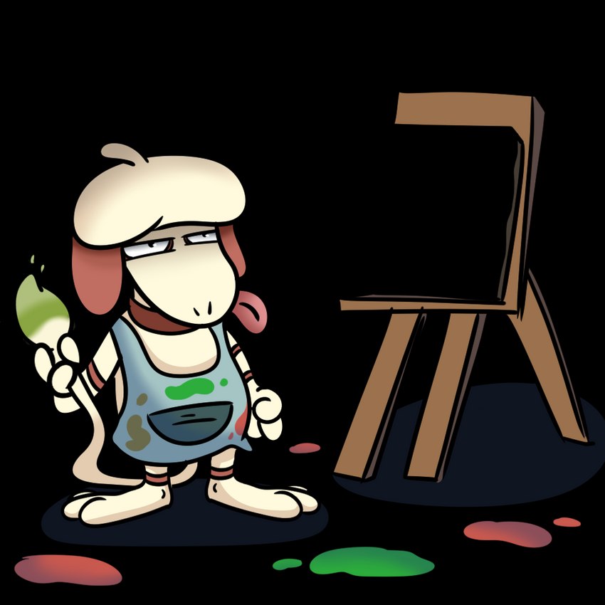 ambiguous_gender angry anthro apron brush canvas clothed clothing paint paintbrush painter painting solo tail tongue tongue_out toony noolman nintendo pokemon generation_2_pokemon pokemon_(species) smeargle 1:1 alpha_channel