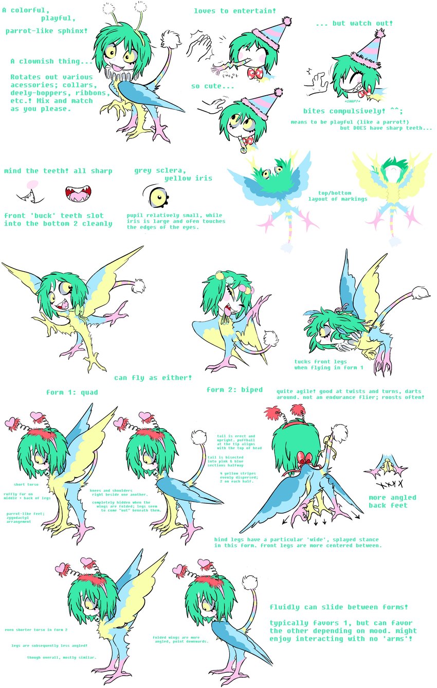 feathered_wings feathers female feral flying human_faced_feral humanoid_face sharp_teeth solo teeth text wings bwrd european_mythology greek_mythology mythology avian bird harpy humanoid mythological_avian mythological_creature parrot absurd_res english_text hi_res lineless model_sheet