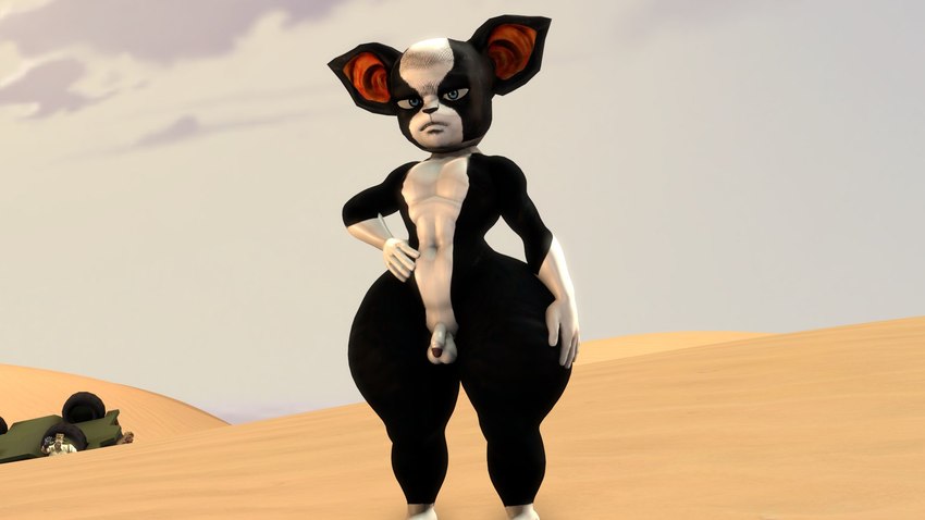 anthro balls black_body black_fur blue_eyes bottom_heavy desert detailed_background femboy fingers flaccid fur genitals hand_on_hip hand_on_own_hip huge_hips huge_thighs looking_at_viewer male multicolored_body multicolored_fur navel nude nude_anthro nude_male outside penis small_penis solo thick_thighs two_tone_body two_tone_fur white_body white_fur wide_hips aidenz jojo's_bizarre_adventure iggy_(jjba) joseph_joestar boston_terrier canid canine canis domestic_dog human hunting_dog mammal molosser small_molosser terrier toy_dog 16:9 2023 3d_(artwork) digital_media_(artwork) hi_res source_filmmaker_(artwork) widescreen