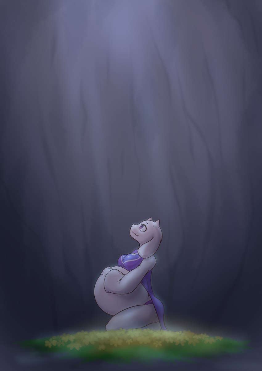 anthro belly big_belly female female_anthro huge_belly hyper hyper_belly hyper_pregnancy pregnant solo darlondemonic undertale undertale_(series) toriel humanoid monster 2024 absurd_res hi_res