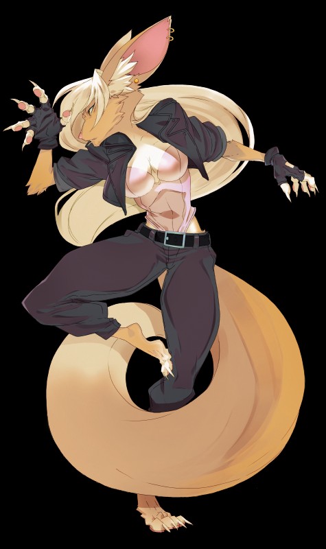 anthro cosplay female heterochromia solo heavymetalhanzo rose_dandy-ba canid canine fennec_fox fox hybrid mammal mink mustelid musteline true_fox true_musteline absurd_res alpha_channel hi_res