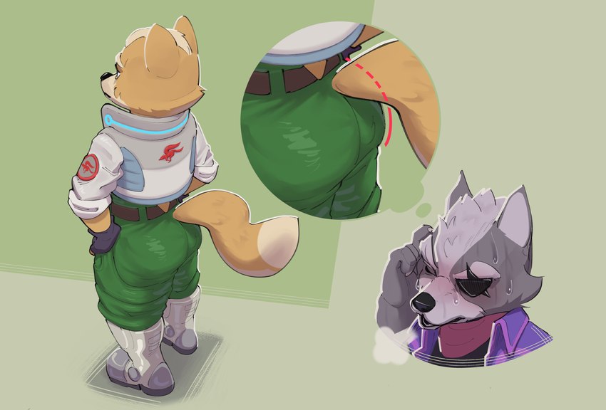 fox mccloud and wolf o'donnell (nintendo and etc) created by kyomiqc