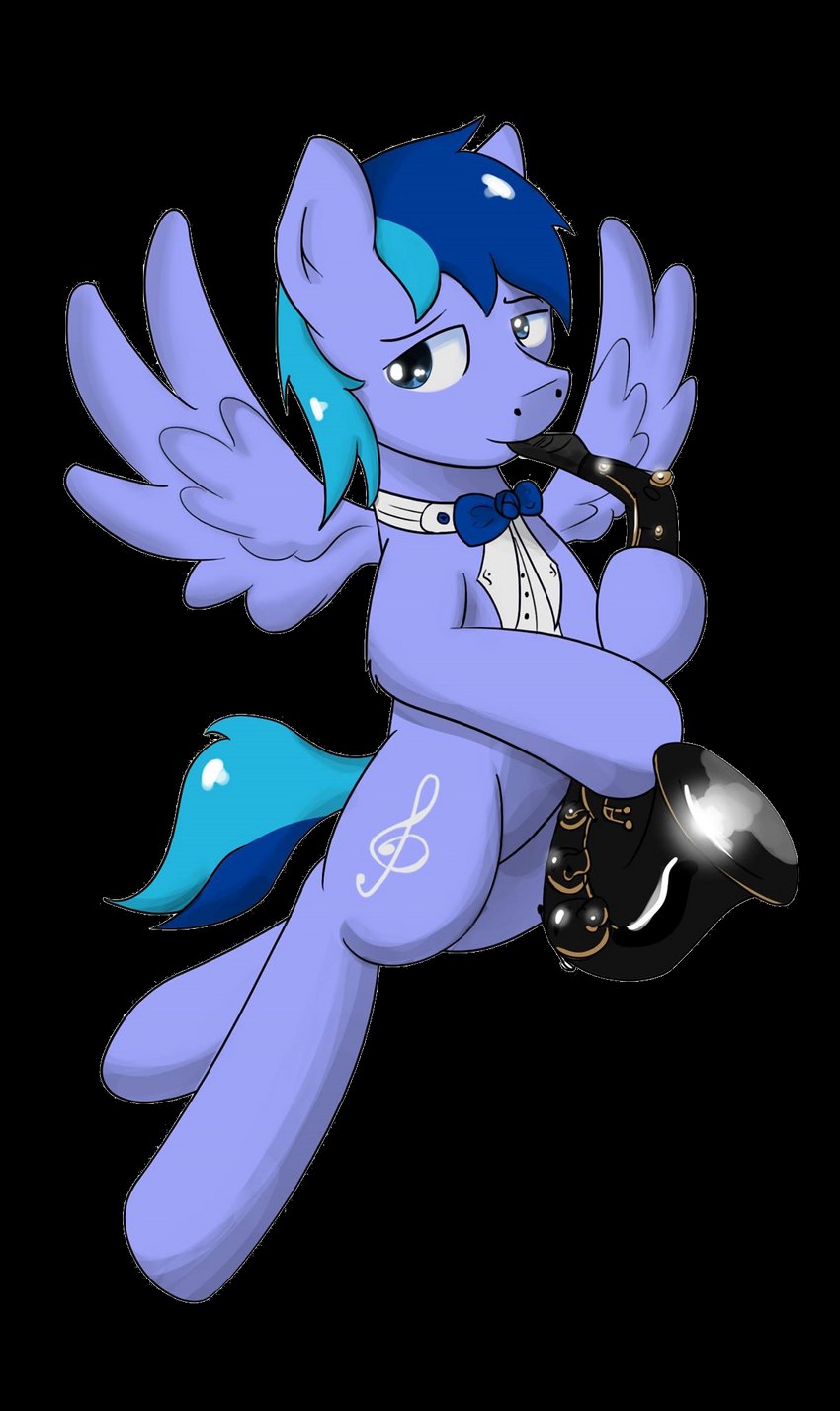 alto_saxophone blue_body blue_bow_tie blue_hair blue_tail bow_tie collar cutie_mark feral flying hair looking_at_viewer male musical_instrument playing_saxophone saxophone simple_background solo tail transparent_background white_collar wind_instrument wings woodwind_instrument noxington hasbro my_little_pony mythology fan_character harmonic_hooves_(oc) equid equine mammal mythological_creature mythological_equine pegasus 2013 alpha_channel digital_media_(artwork) hi_res