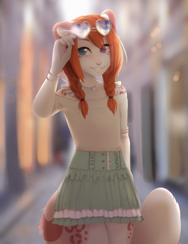 5_fingers anthro braided_hair clothed clothing eyewear female fingers flat_chested fur hair heterochromia long_hair orange_hair smile solo sunglasses nayel-ie accelo_(character) felid mammal pantherine snow_leopard 2018 absurd_res digital_media_(artwork) hi_res male_(lore)