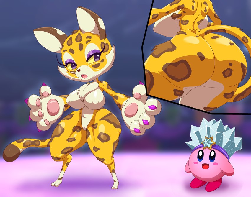 ambiguous_gender anthro big_breasts big_butt big_feet breasts butt camel_toe claws curvy_figure duo feet female genital_outline hourglass_figure huge_butt nipple_outline pussy_outline thick_thighs wide_hips masked-agent kirby_(series) kirby_series nintendo clawroline ice_kirby kirby felid feline leopard mammal pantherine waddling_head 2022 absurd_res digital_media_(artwork) hi_res