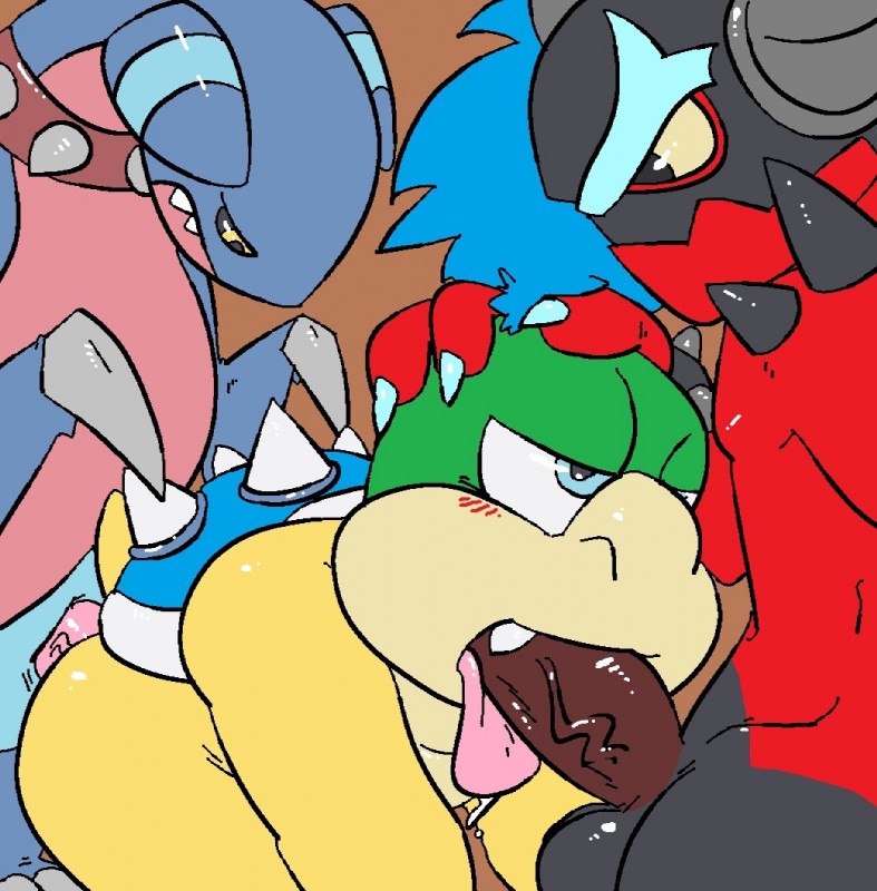 anal anal_penetration big_butt brown_background butt erection fangs fellatio genitals group male male/male oral penetration penile penis sex simple_background teeth tongue young machv99 mario_bros nintendo pokemon sega sonic_the_hedgehog_(series) koopaling larry_koopa the_deadly_six zavok gabite generation_4_pokemon koopa pokemon_(species) scalie zeti 2014 crossover