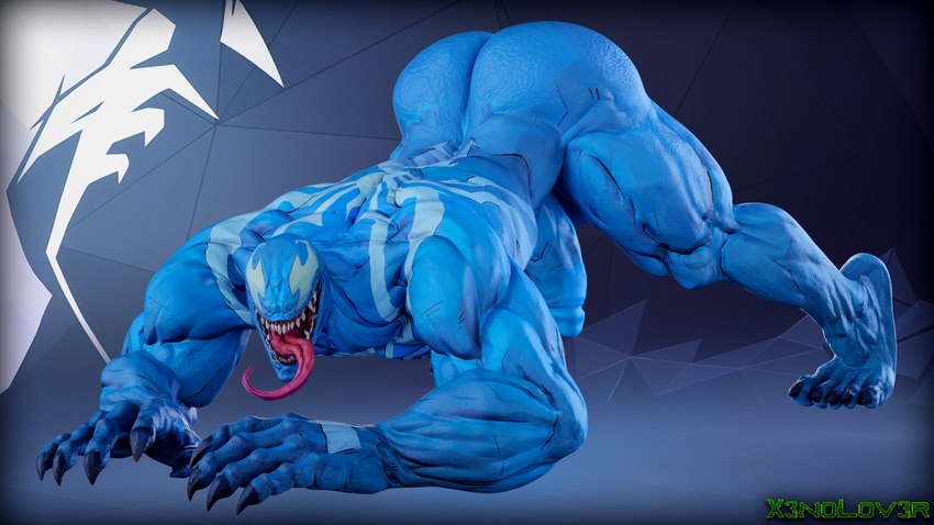 all_fours ass_up balls big_balls big_butt big_muscles big_penis blue_body butt emblem empty_eyes erection genitals humanoid_genitalia humanoid_penis jack-o'_pose long_tongue male muscular muscular_male not_furry nude open_mouth penis pose sharp_teeth solo teeth tongue tongue_out thekidxeno marvel marvel_rivals venom_(marvel) alien alien_humanoid humanoid symbiote 16:9 3d_(artwork) 4k absurd_res blender_(artwork) digital_media_(artwork) hi_res widescreen