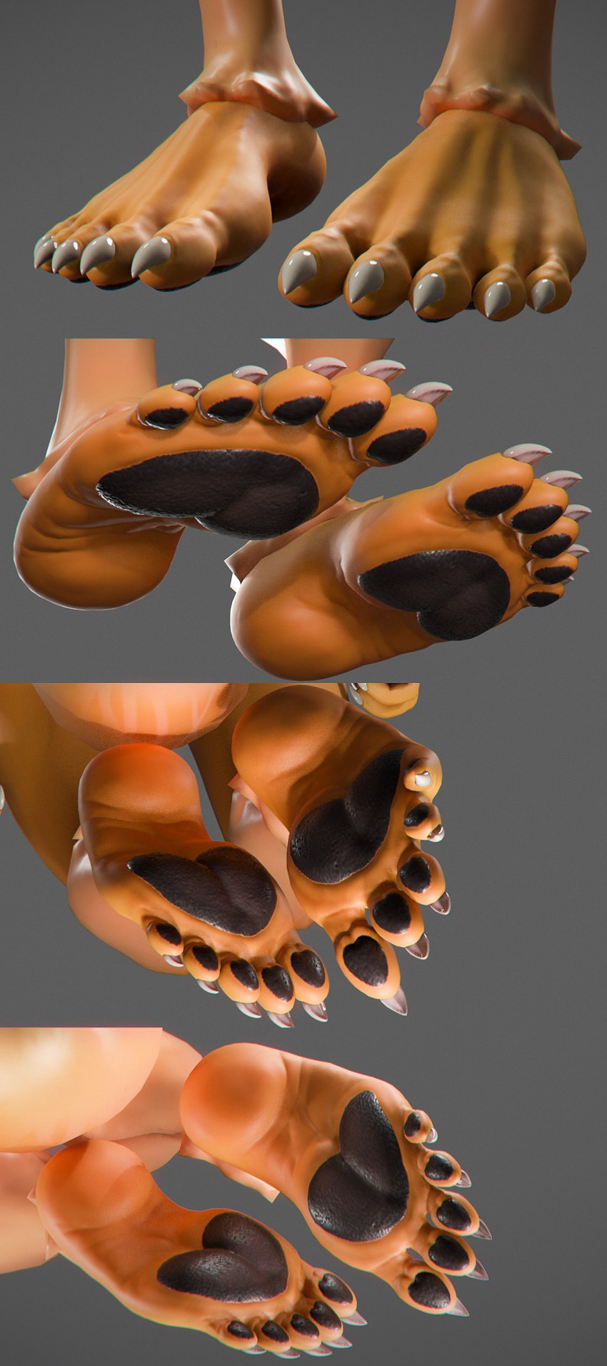 5_toes anthro black_pawpads claws feet foot_fetish foot_focus humanoid_feet pawpads plantigrade soles solo toes kruk 3d_(artwork) digital_media_(artwork) hi_res