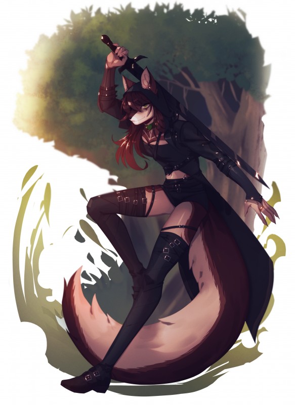 5_fingers anthro brown_hair clothed clothing countershading female fingers flat_chested hair solo zombutt skylar_zero canid canine canis mammal wolf 2020 absurd_res digital_media_(artwork) hi_res