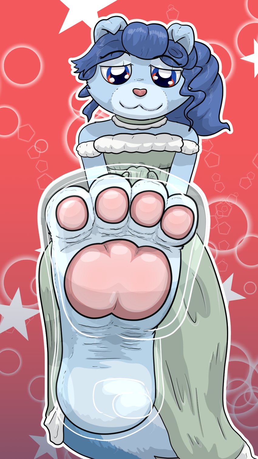 4_toes anthro clothing dress feet female foot_focus glass_shoes glass_slippers looking_at_viewer pawpads pink_pawpads soles solo toes doopnoop_(artist) yu-gi-oh! fairy_tail-rella canid canine duel_monster mammal 9:16 hi_res