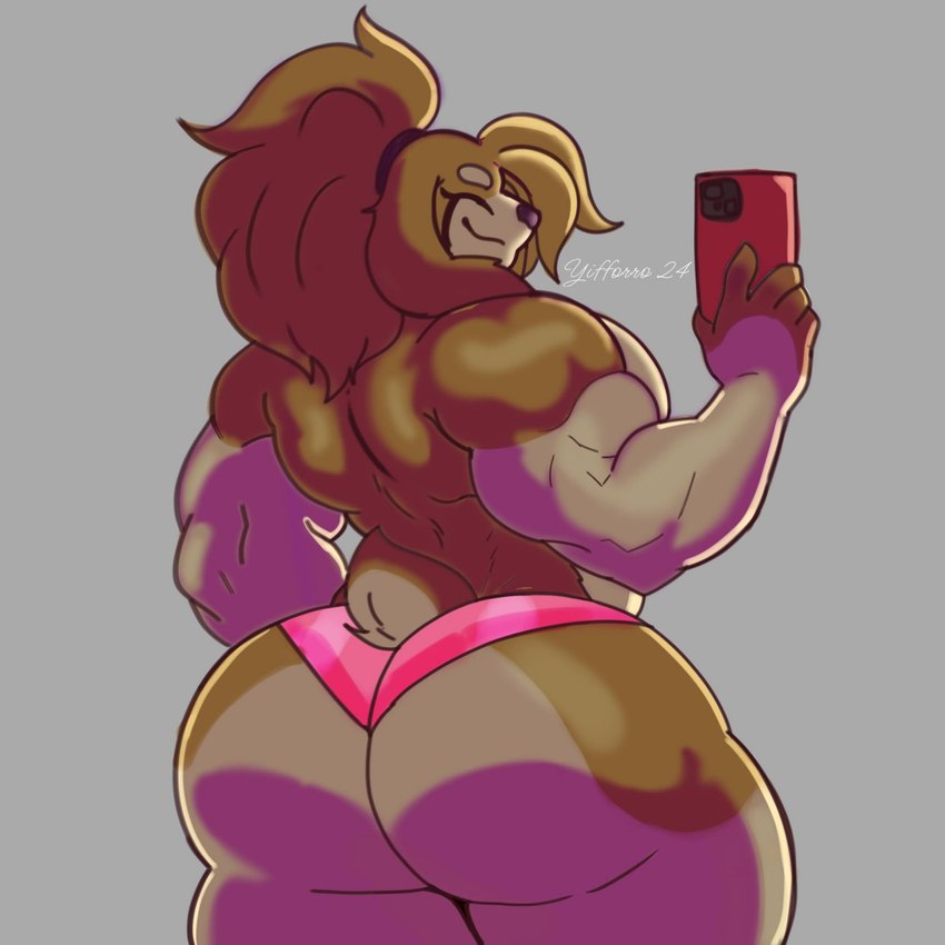 anthro big_butt brown_body brown_fur butt cellphone clothing electronics eyes_closed floppy_ears fur grey_background hair huge_butt long_hair male multicolored_body multicolored_fur muscle_tone muscular muscular_anthro muscular_femboy muscular_male panties phone ponytail simple_background smartphone smile solo tan_body tan_fur thick_thighs two_tone_body two_tone_fur underwear wide_hips yifforroarts nugget_(diadorin) bird_dog canid canine canis cocker_spaniel domestic_dog hunting_dog mammal spaniel 1:1 hi_res