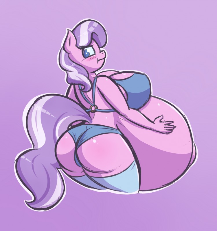 anthro anthrofied belly big_belly big_breasts big_butt blush breasts butt clothed clothing female huge_breasts hyper hyper_pregnancy legwear panties pregnant pregnant_anthro pregnant_female solo thigh_highs underwear forfun41 friendship_is_magic hasbro my_little_pony diamond_tiara_(mlp) equid equine horse mammal pony hi_res