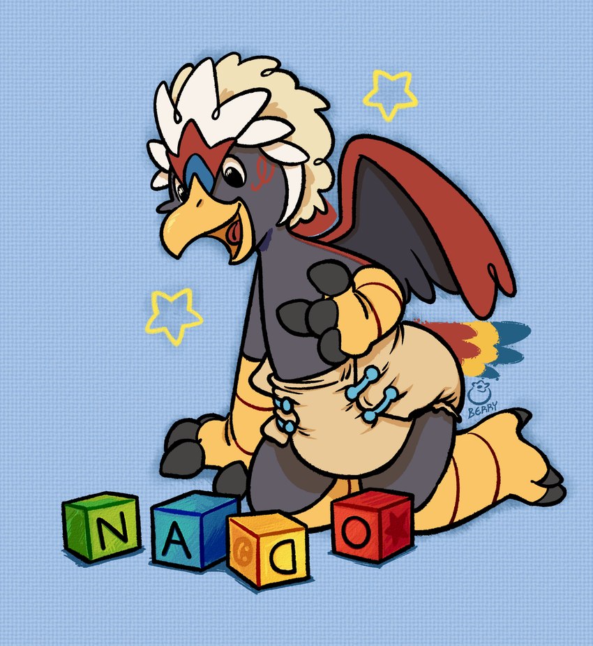 3_toes 4_fingers abdl adult_baby ageplay anthro back_wings beak black_claws black_eyes black_finger_claws black_talons black_toe_claws block blue_background blue_cere blue_diaper_fastener blue_fastener blue_tail blue_tail_feathers blue_tail_tip cere_(anatomy) claws clean_diaper cloth_diaper clothed clothing diaper diaper_fastener diaper_fetish diaper_only dipstick_tail fastener feather_hair feathered_crest feathered_wings feathers feet finger_claws fingers glistening glistening_eyes grey_arms grey_body grey_face grey_legs grey_wings hallux happy head_crest humanoid_hands infantilism kneeling logo male markings multicolored_body multicolored_tail multicolored_tail_feathers open_mouth playing_with_toys pokemorph pseudo_hair red_back red_body red_feathered_crest red_tail red_tail_feathers red_wings roleplay scuted_arms scuted_feet scuted_hands scuted_legs scutes simple_background smile solo star star_symbol tail tail_feathers tail_markings talon_hands talons tan_cloth_diaper tan_feather_hair text toe_claws toes tongue topless toy wearing_diaper white_feathered_crest wings yellow_arms yellow_beak yellow_feet yellow_hands yellow_legs yellow_tail yellow_tail_feathers berrysweetcow nintendo pokemon fan_character nado_soarian animal_humanoid avian avian_humanoid braviary generation_5_pokemon humanoid pokemon_(species) artist_logo artist_name digital_drawing_(artwork) digital_media_(artwork) hi_res