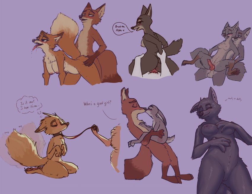 anthro bdsm begging blush bodily_fluids bound breasts collar collar_only dialogue drooling female genitals group heart_symbol impregnation_request kissing kneeling knot leash male male/female male/male nude penis praise saliva tail tail_motion tailwag text thought_bubble tongue tongue_out famished_(artist) disney pack_street zootopia al_(weaver) avo_(weaver) betty_(weaver) charlie_(weaver) hamilton_(famished) judy_hopps mrs._wilde nick_wilde canid canine canis fox grey_fox lagomorph leporid mammal rabbit red_fox true_fox urocyon wolf absurd_res english_text hi_res incest_(lore)