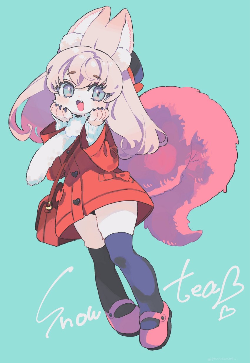 alternative_fashion anthro black_knee_highs bow_coat button_(fastener) clothed clothing coat cute_fangs fangs female fluffy fluffy_scarf fluffy_tail footwear hat headgear headwear heart_button j-fashion jirai_kei kemono mary_janes open_mouth open_smile red_clothing red_coat red_footwear red_purse red_shoes red_topwear scarf shoes smile solo tail teeth topwear white_scarf amezawa_koma canid canine fox mammal hi_res pastel_theme