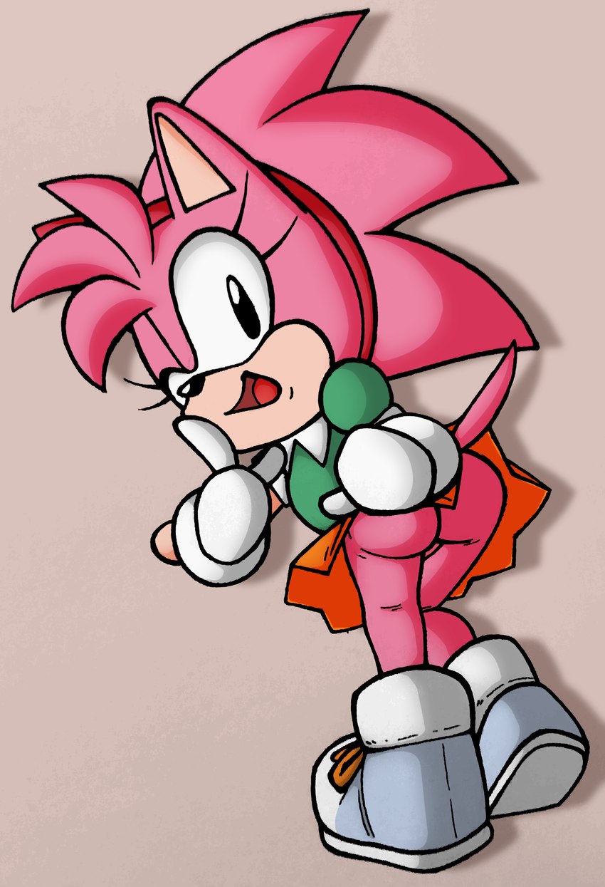 anthro bottomless bottomwear butt clothed clothing dress featureless_crotch female flashing looking_at_viewer open_mouth skirt smile solo tail young young_anthro young_female gunglebuttspattergoo jupiterorange third-party_edit classic_sonic_(universe) sega sonic_the_hedgehog_(series) classic_amy_rose eulipotyphlan hedgehog mammal 2024 colored hi_res