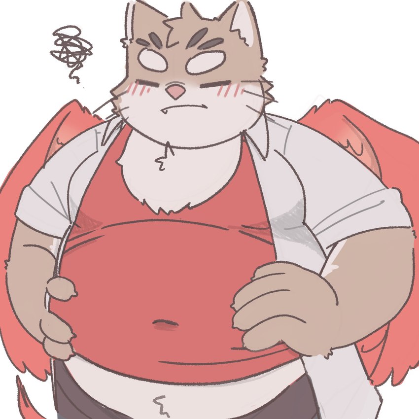 anthro belly big_belly blush clothing eyes_closed humanoid_hands kemono male overweight overweight_male shirt solo topwear wings jamiephut lifewonders tokyo_afterschool_summoners sitri_(tas) domestic_cat felid feline felis mammal 1:1 2022 hi_res