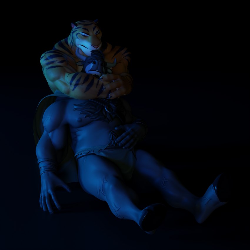 anthro brown_body brown_fur fur horn male muscular muscular_male buruthebull disney zootopia buru_(buruthebull) tiger_dancer_(zootopia) bovid bovine felid mammal pantherine tiger 1:1 3d_(artwork) absurd_res digital_media_(artwork) hi_res