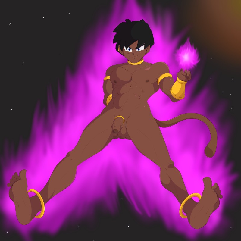 aura balls feet flaccid foreskin genitals looking_at_viewer low-angle_view male not_furry nude penis presenting solo worm's-eye_view alex_kitsune dragon_ball alex_(alex_kitsune) fan_character god_of_destruction humanoid saiyan 1:1 2020 absurd_res hi_res