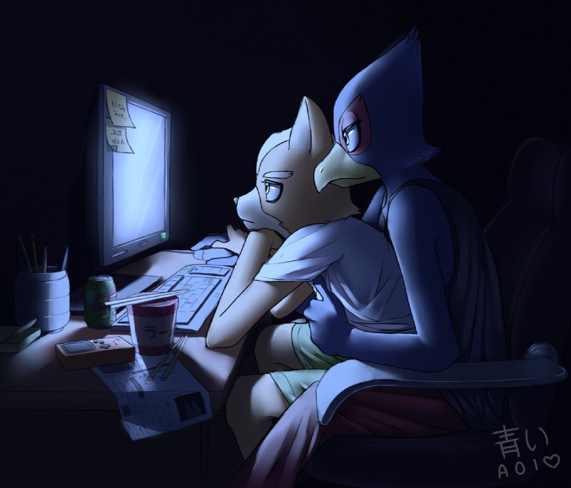falco lombardi and fox mccloud (game boy family and etc) created by aoiuchuu