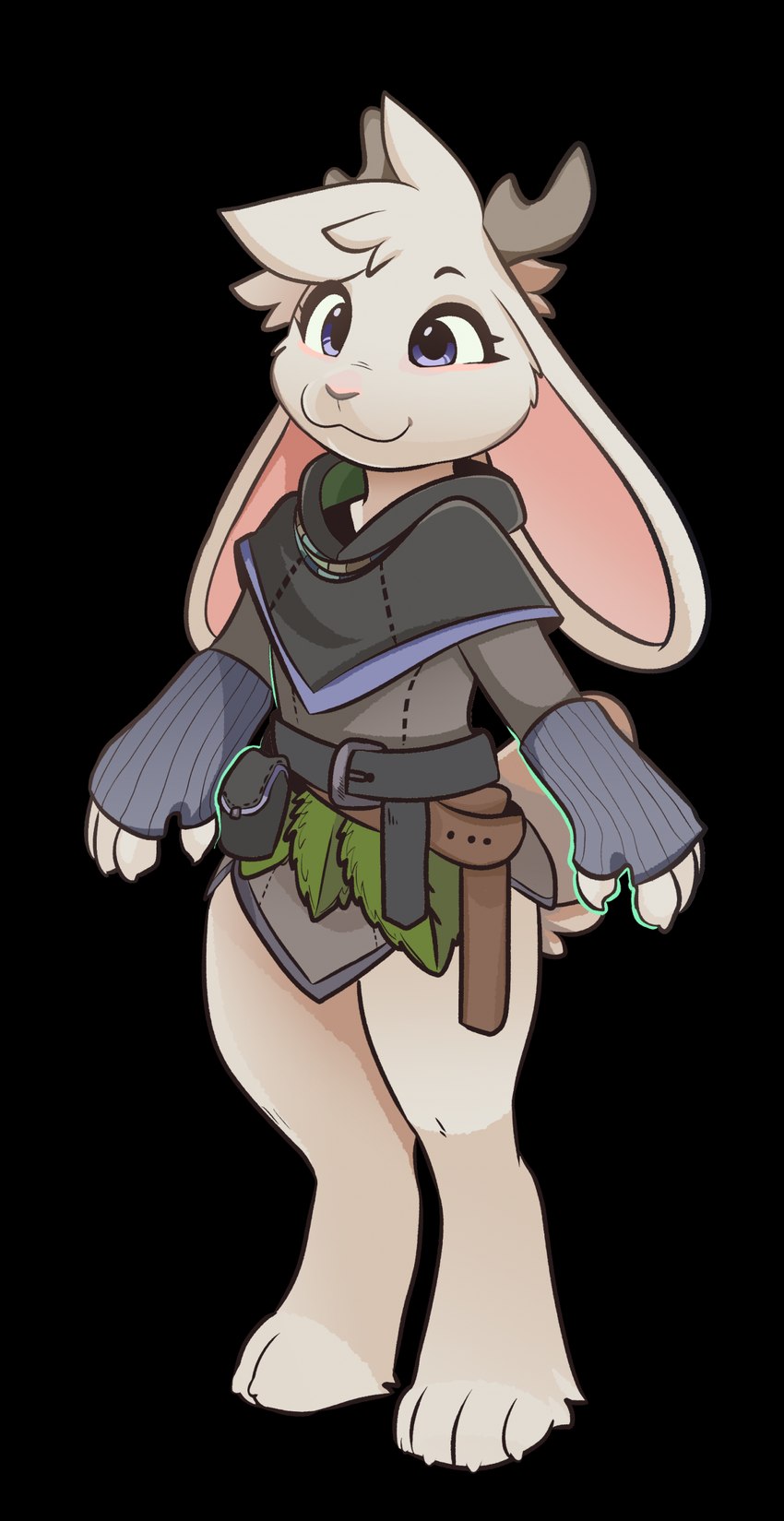 ambiguous_anthro ambiguous_gender anthro antlers biped clothed clothing feet fingerless_gloves floppy_ears fully_clothed fur gloves handwear hindpaw horn long_ears lop_ears paws simple_background smile solo standing transparent_background white_body white_fur feve jackalope lagomorph mammal 2024 absurd_res alpha_channel digital_drawing_(artwork) digital_media_(artwork) hi_res