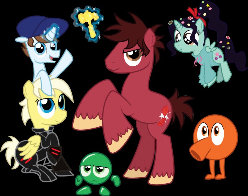 alternate_species candy cutie_mark dessert feathered_wings feathers female feral food group horn male ponification quadruped simple_background tail transparent_background wings unknown_artist disney hasbro my_little_pony mythology q-bert wreck-it_ralph fix-it_felix sergeant_calhoun sour_bill vanellope_von_schweetz equid equine horse mammal mythological_creature mythological_equine pegasus pony unicorn alpha_channel crossover hi_res