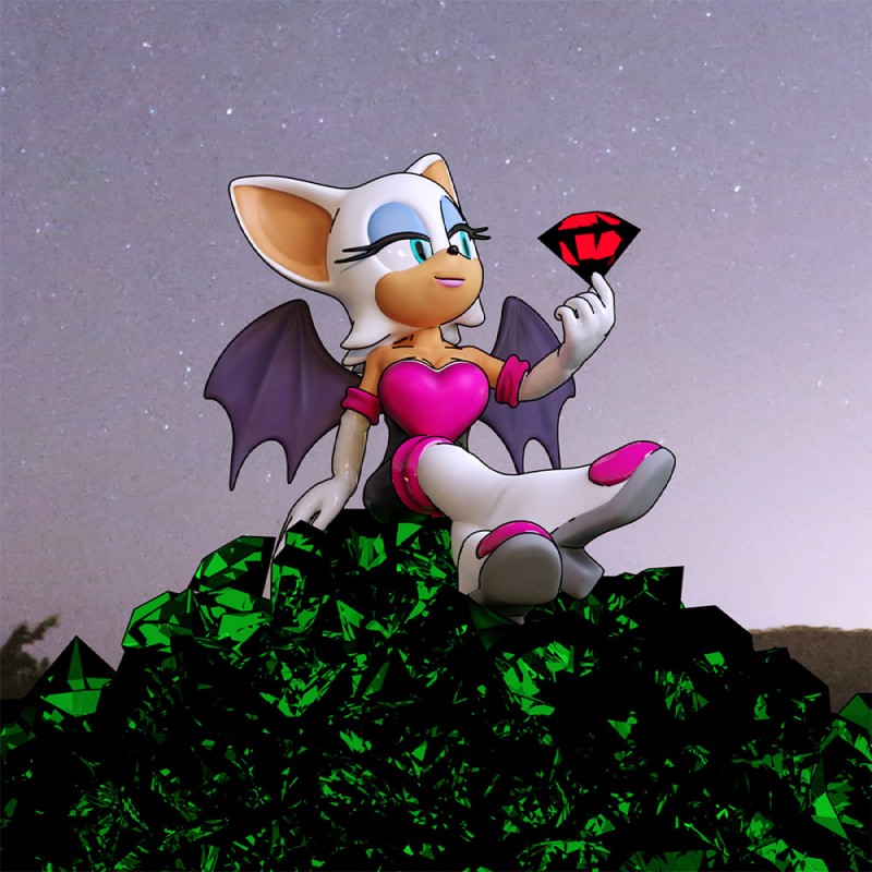 anthro armor armwear biped bodysuit boots breastplate breasts chaos_emerald cleavage clothed clothing elbow_gloves female footwear gem gloves handwear knee_highs legwear shoes sitting skinsuit solo star tight_clothing wings jawsfm sega sonic_the_hedgehog_(series) rouge_the_bat bat mammal 1:1 3d_(artwork) cel_shading digital_media_(artwork) shaded