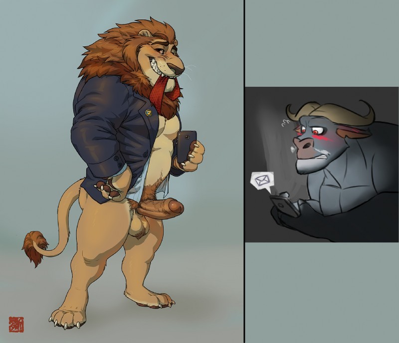chief bogo and leodore lionheart (zootopia and etc) created by rossciaco