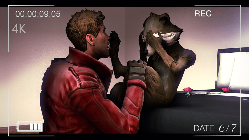 5_fingers 5_toes anthro bed claws duo embarrassed feet fingers flower foot_fetish foot_lick foot_play furniture humanoid_hands leg_grab licking male male/male on_bed open_mouth plant raised_leg rose_(flower) toe_claws toes tongue tongue_out twopapers guardians_of_the_galaxy marvel peter_quill rocket_raccoon human mammal procyonid raccoon 16:9 4k absurd_res hi_res widescreen