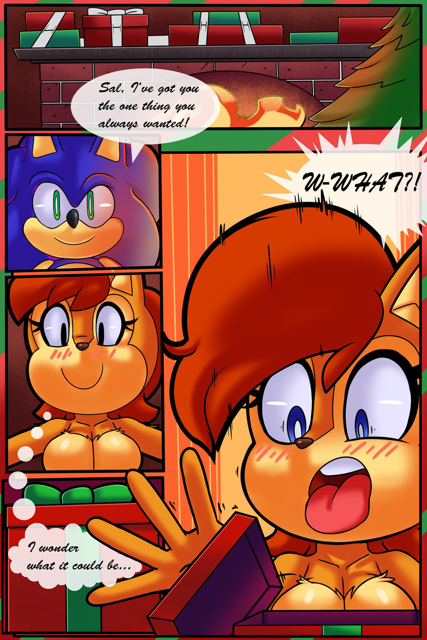 anthro breasts canon_couple duo female gift holidays male male/female nude surprise text cloudz superbunnygt archie_comics christmas sega sonic_the_hedgehog_(archie) sonic_the_hedgehog_(comics) sonic_the_hedgehog_(series) sally_acorn sonic_the_hedgehog chipmunk eulipotyphlan ground_squirrel hedgehog mammal rodent sciurid 2:3 absurd_res comic digital_media_(artwork) english_text hi_res