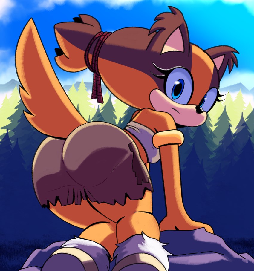 anthro brown_markings clothing eyelashes female forest fur fur_markings jewelry light looking_at_viewer markings orange_body orange_fur plant rock sky solo tail tree blue_archer_(artist) archie_comics sega sonic_boom sonic_the_hedgehog_(archie) sonic_the_hedgehog_(comics) sonic_the_hedgehog_(series) sticks_the_jungle_badger badger mammal mustelid musteline lighting