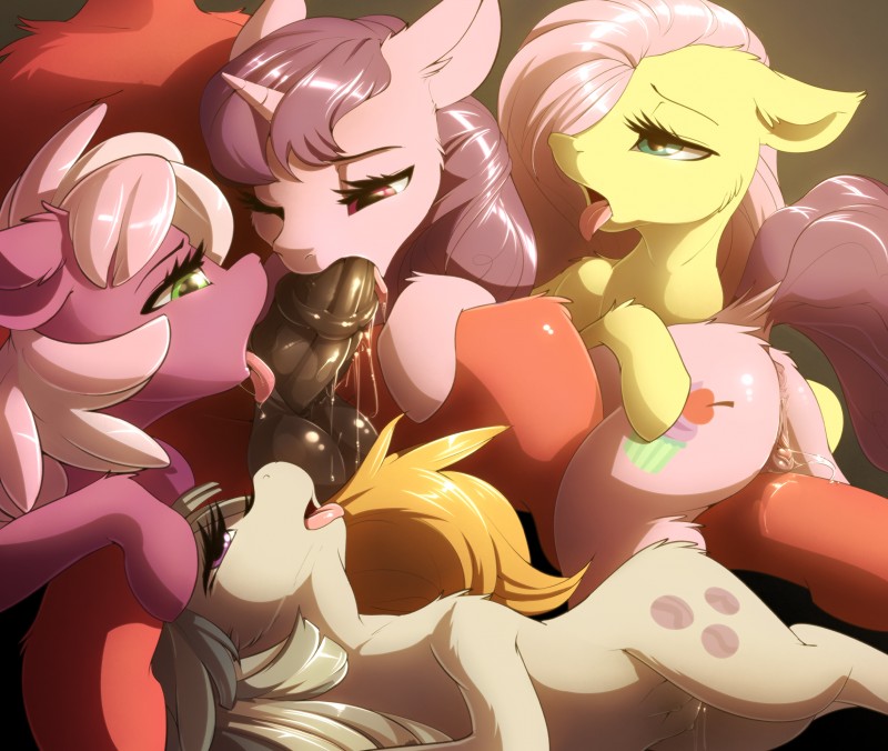 big macintosh, cheerilee, fluttershy, marble pie, and sugar belle (friendship is magic and etc) created by eto ya